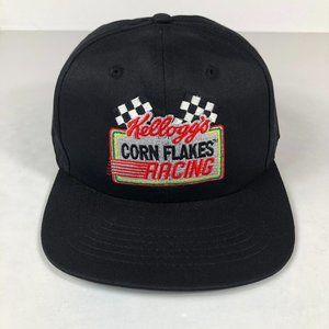 VTG 1992 Kellogg's Corn Flakes Racing Hat Snap Back Adjustable Black Embroidered